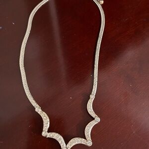 Vintage Silver tone necklace with Rhinestones